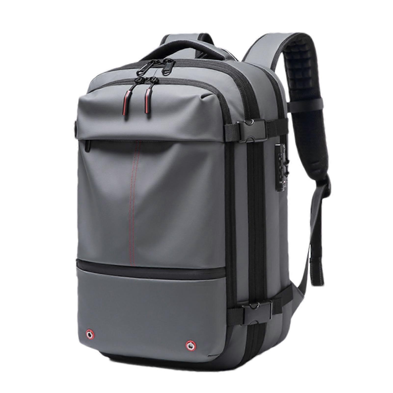 Expandable 60L Waterproof Travel Backpack with Vacuum Compression, AntiTheft Lock, Gray