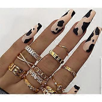 Long Coffin Press On Nails Christmas Fake Nails Set Gel Effect Durable Wear 24pcs for Women