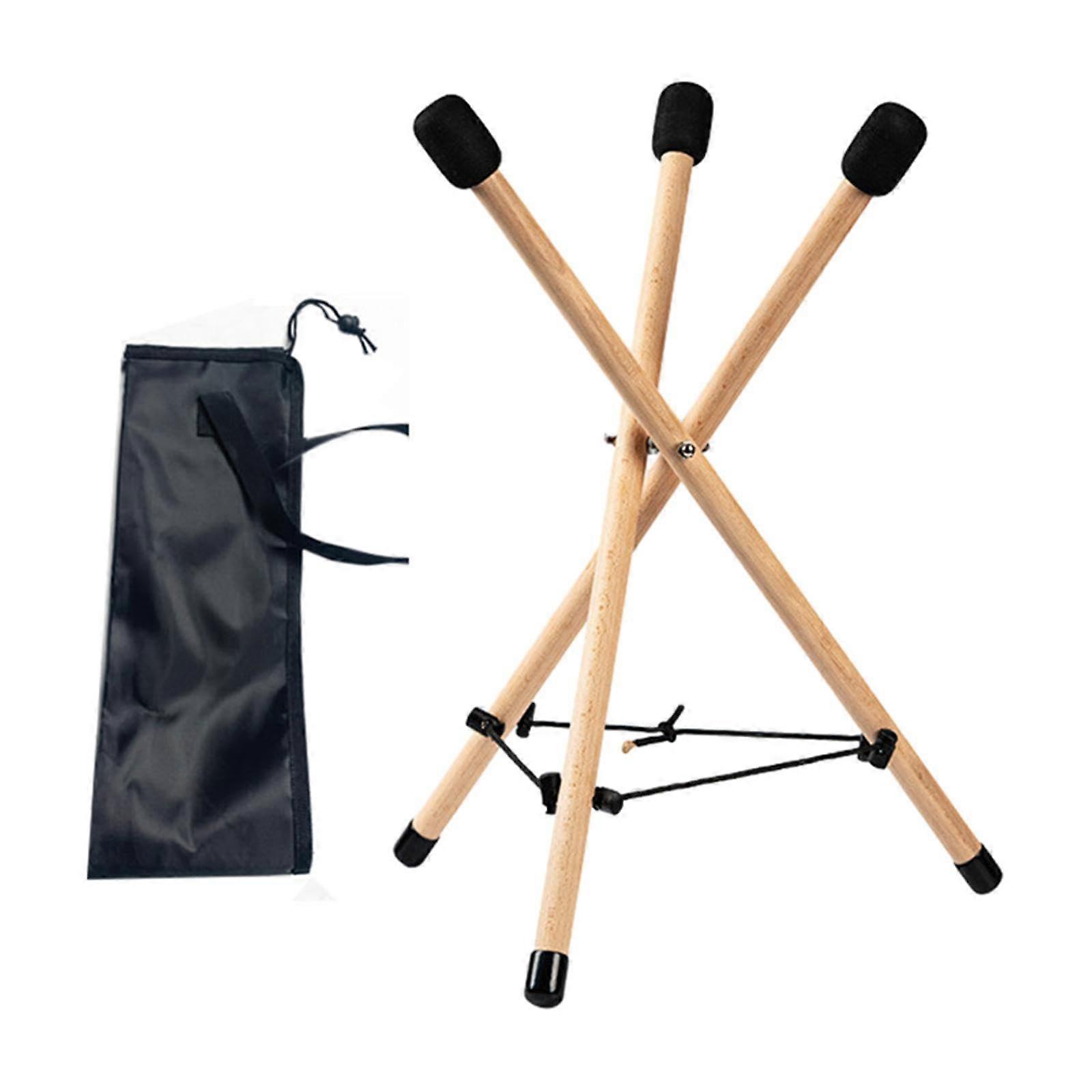Adjustable Solid Wood Handpan Drum Stand with Non Slip Rubber Pad and Stable Triangular Support