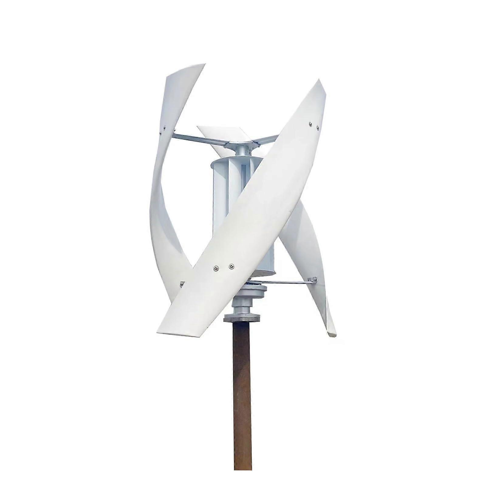 12V Vertical Wind Turbine Generator, Low Wind Startup,  Energy Conversion, Compact White Finish