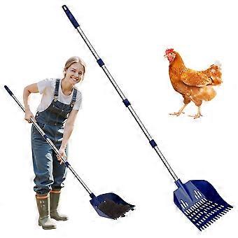 Chicken Coop Cleaning Tool, 2in1 Poop Scoop and Rake with Adjustable Telescoping Stainless Steel Handle