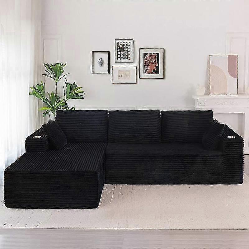 Oversized L Shaped Sectional Sofa Sleeper with Chaise, Modern Modular Couch for Living Room