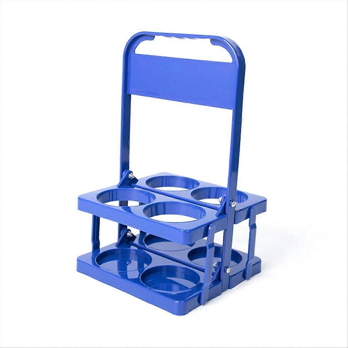4 Holes Foldable Plastic Beverage Carrier, with Handle Blue