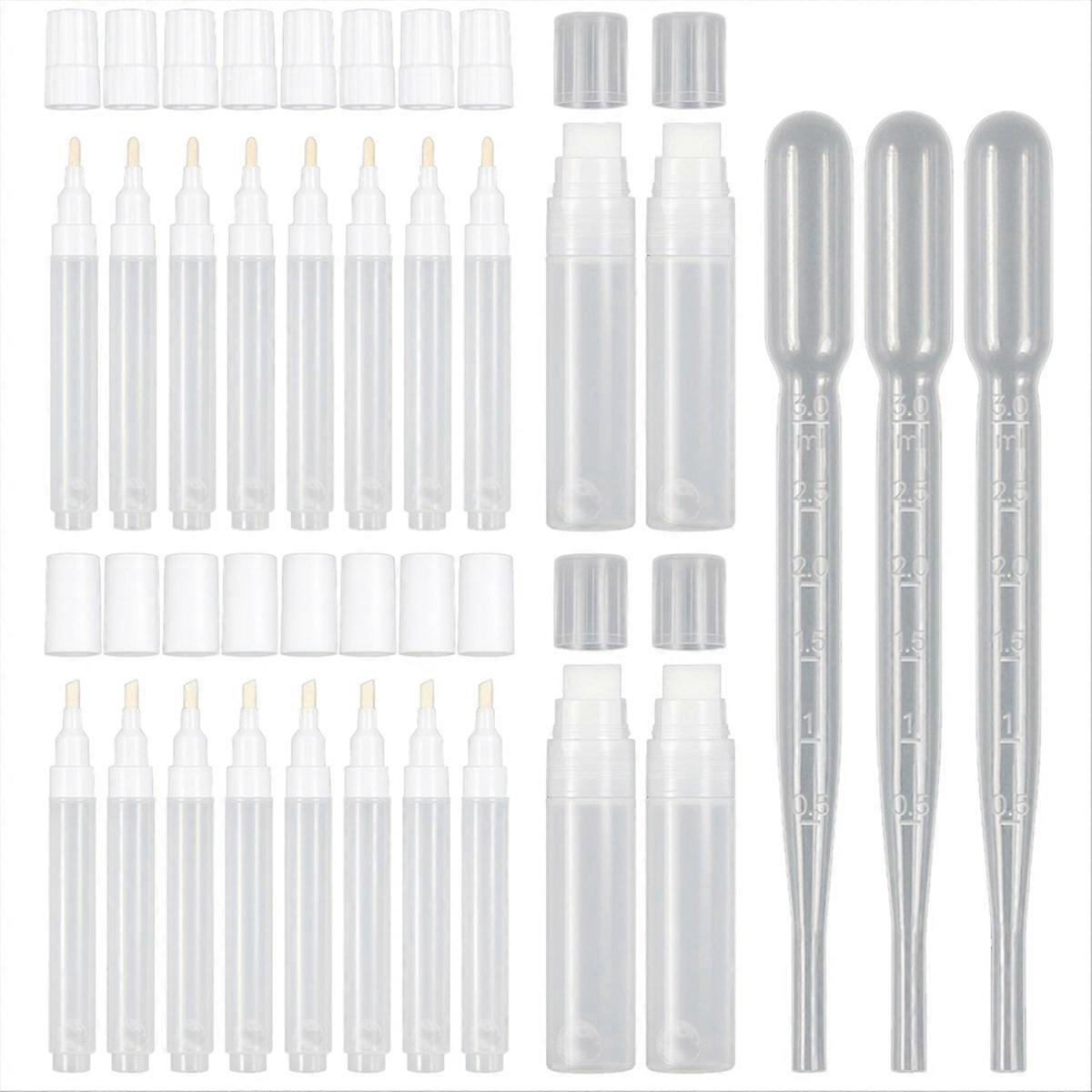 20 Pcs Refillable Acrylic Paint Markers, Empty Fillable Pen
