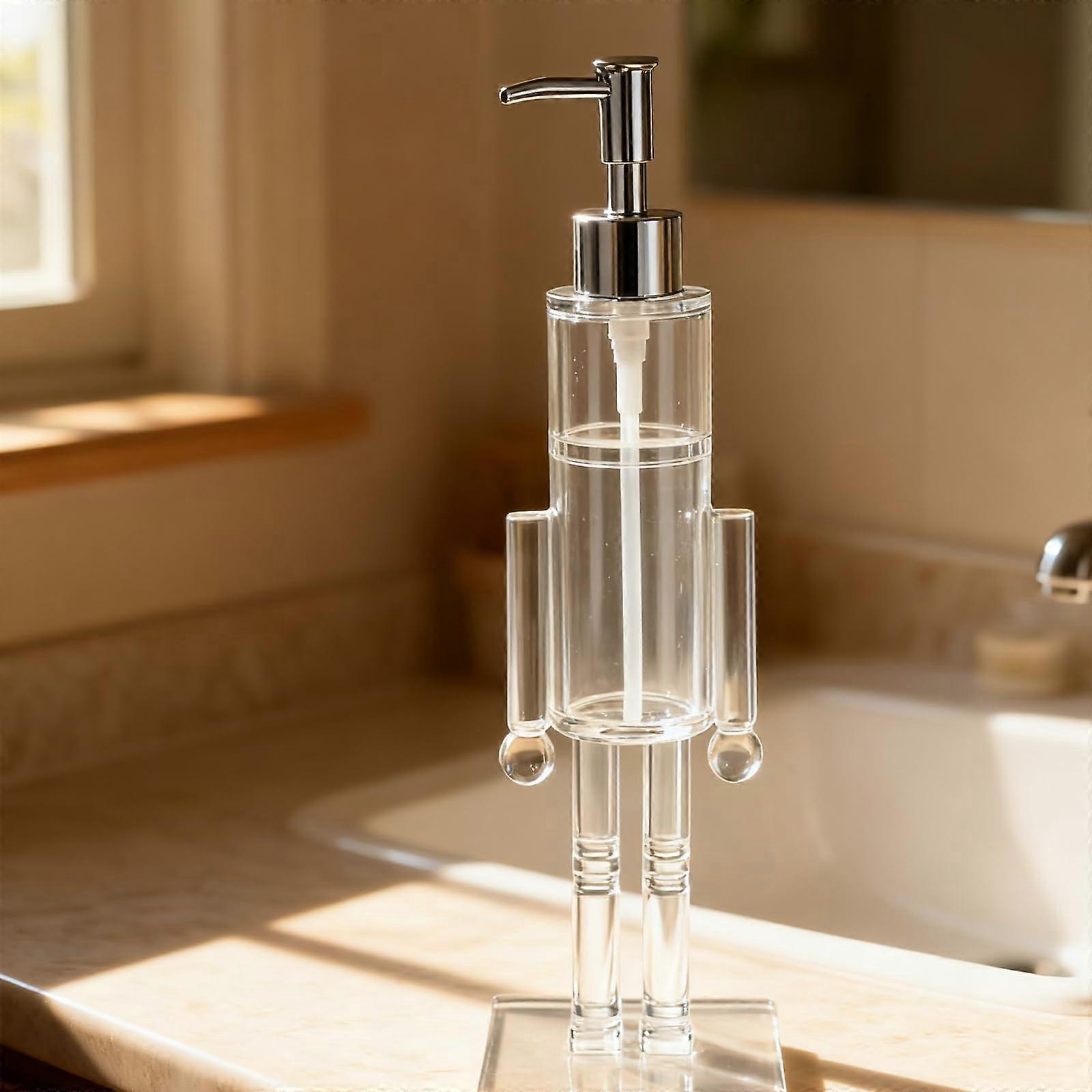Nutcracker Christmas Soap Dispenser with Clear View, Refillable Decorative Bottle for Bathroom