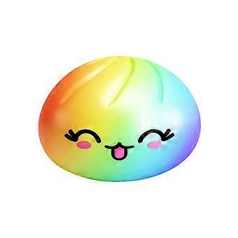Dowmoo Steamed Stuffed Bun Pinching Music (Rainbow Color) Carry-On Cute Healing Fast Rebound Fun Decompression Simulation Food Toy