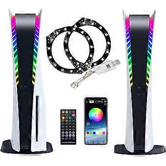 LED-lys til Ps5-konsol, Playstation 5 LED-lys DIY-dekorationstilbehør, Spillyd/musiksynkronisering, Rgb 8 farver 400 lyseffekter med USB/app Co