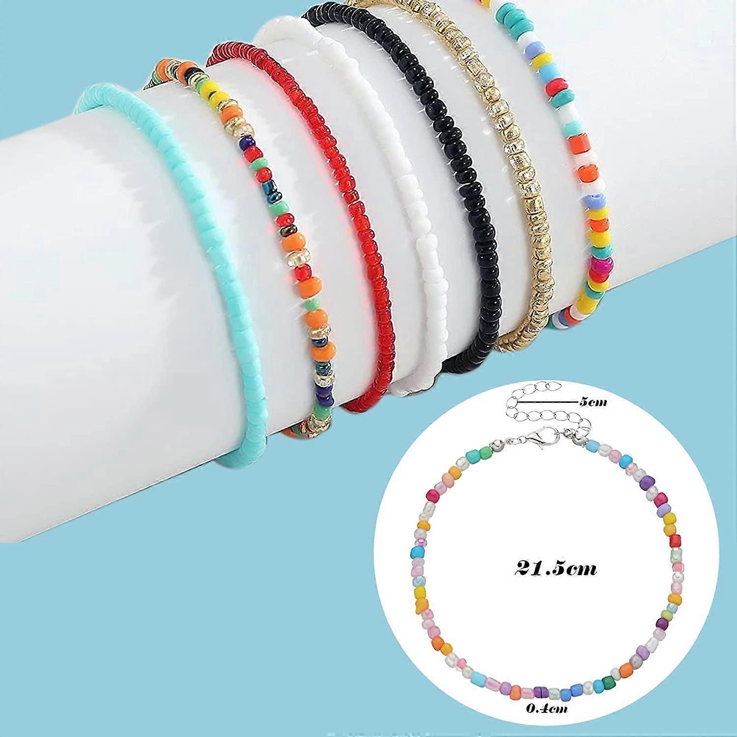 8 Pcs Boho Anklets Bracelet, Handmade Beaded Anklet Bracelet