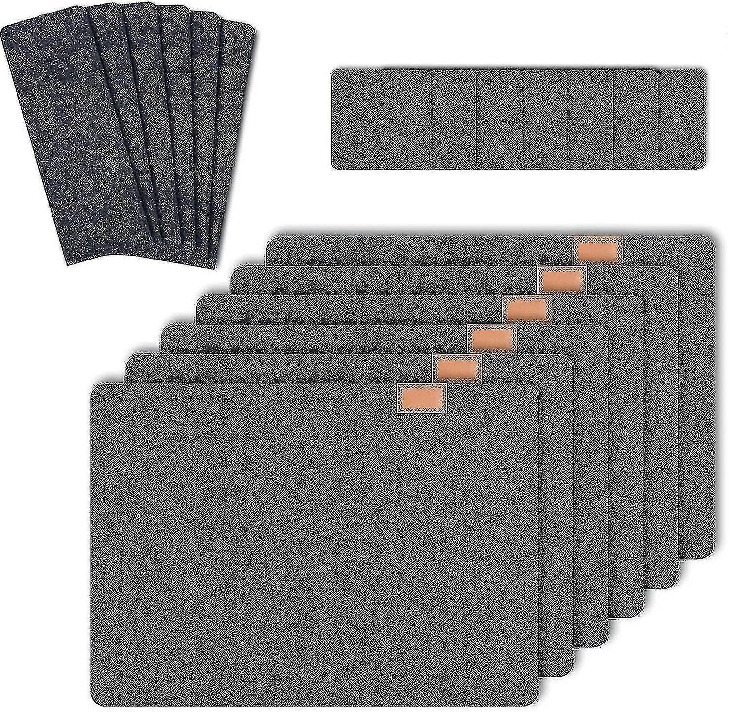 6 Ensemble De Sets De Bains Lavables En Feutre Anthracite Fiis