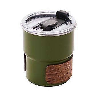 Camping Mug 304 Stainless Steel with Wooden Lid, HeatResistant Coffee Cup for Hiking Picnic Green