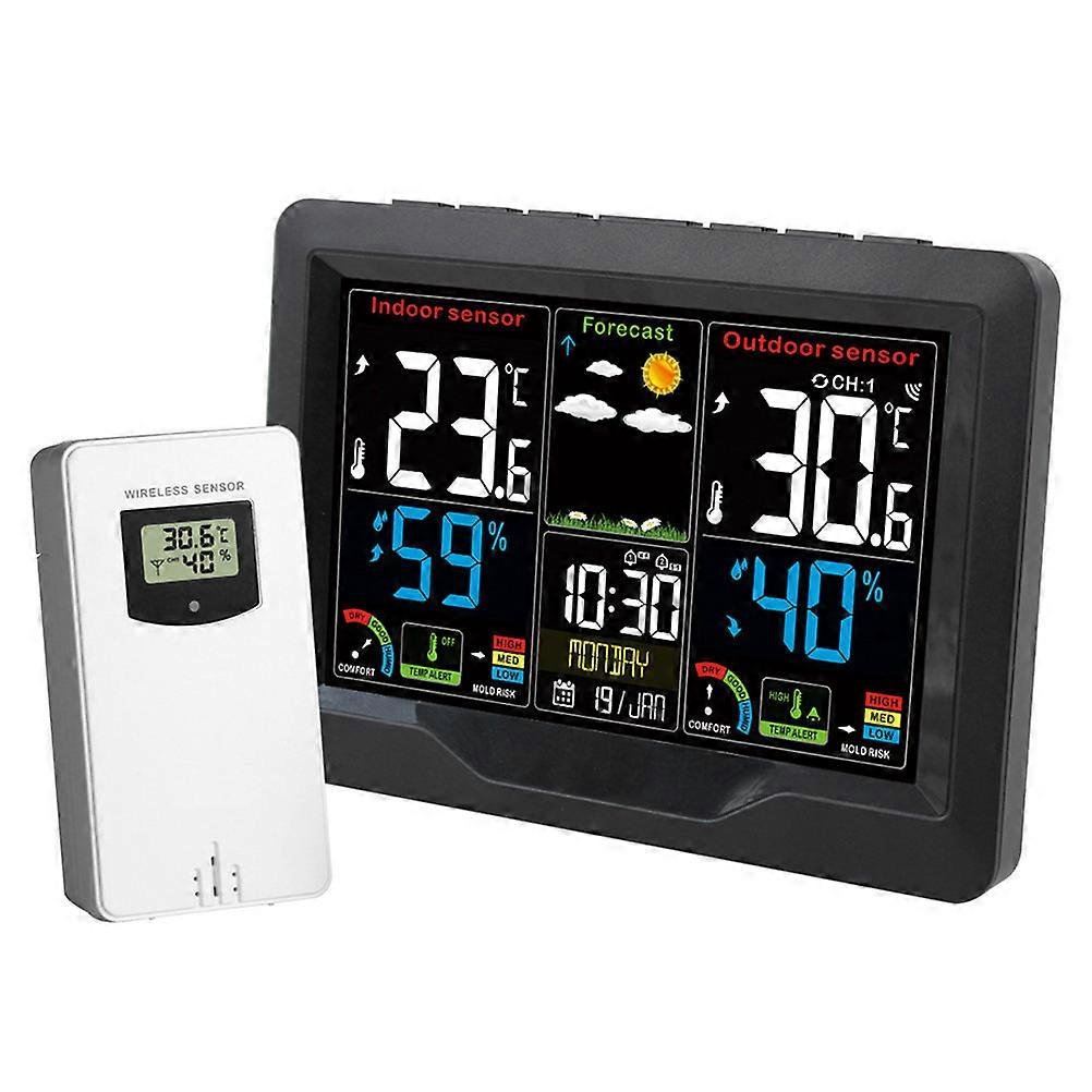 Wireless Sensor Hygrometer Weather Clock Indoor Alarm Clock 1Set