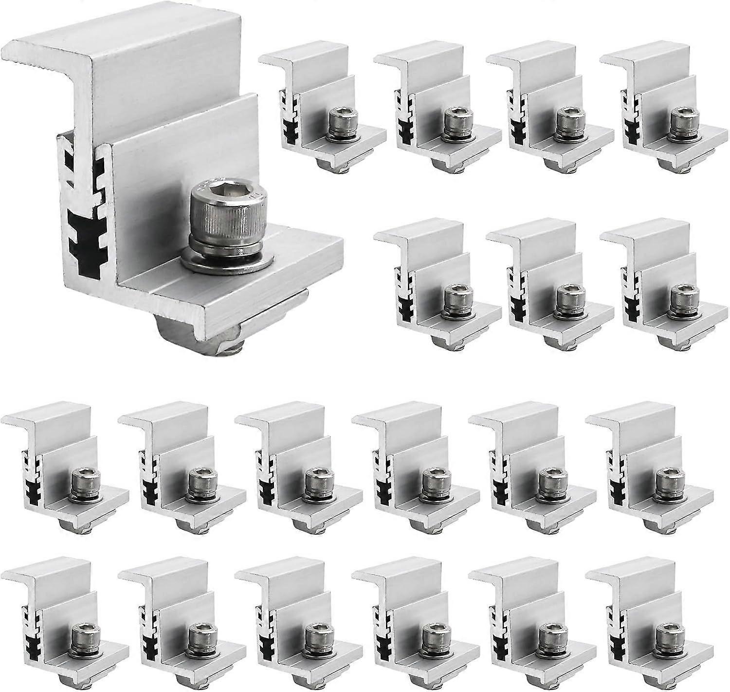 20PCS Solar Panel End Clip Adjustable Battery Panel Mounting Hardware, Grounding