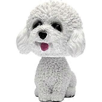 Dog Bobblehead Lifelike & Adorable 2.4x3.7 White Teddy Bear Dog Bobble Head