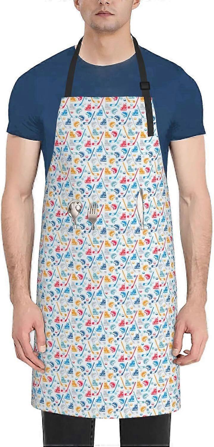 Hockey Elements Creative Patterned Print Waterproof Light Adult Apron