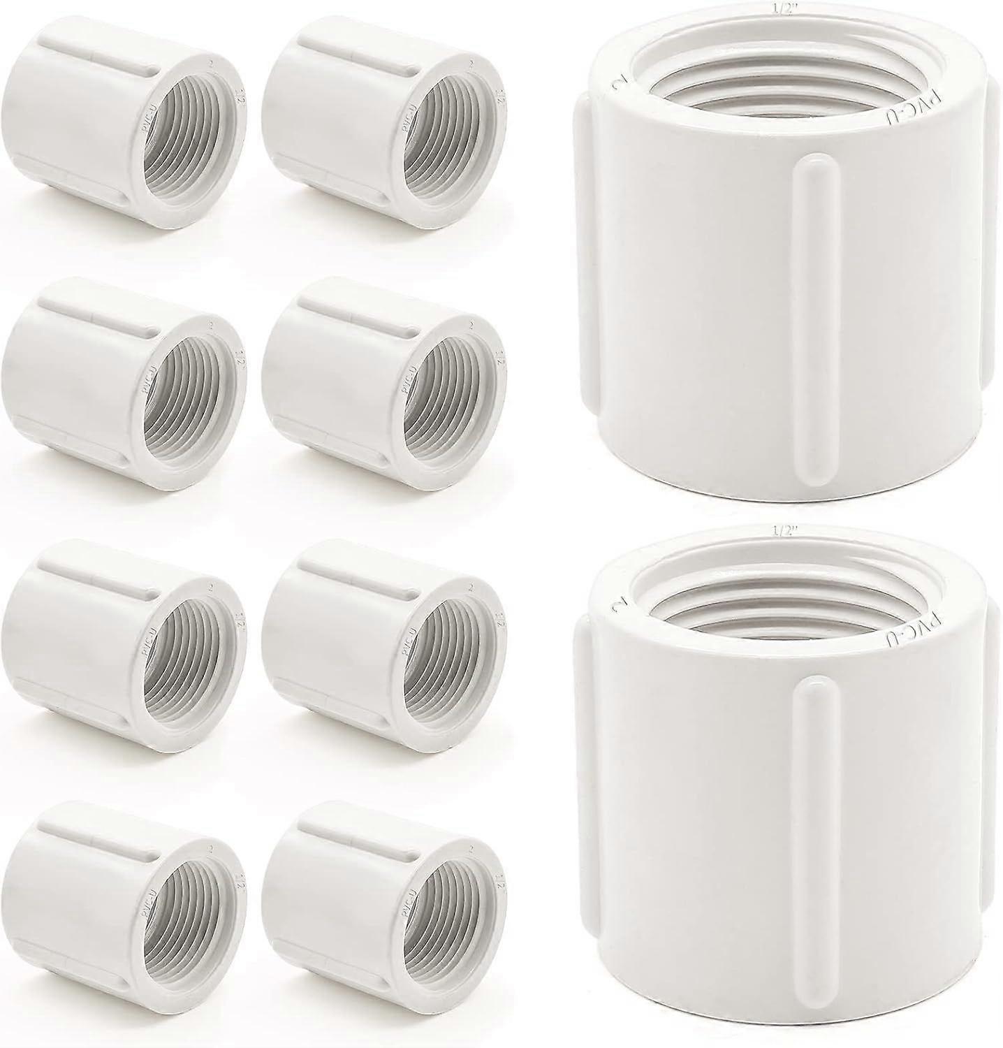 10 PCS PVC Threaded Pipe, 1/2" Female Pipe Coupling,PVC