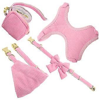 Corduroy Dog Collar Harness for Pet Use 1Set Small Dog Leash Kit