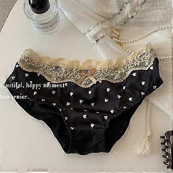 Women Sexy Heart Shaped Lace Breathable Low Waist Triangular Underwear Panties