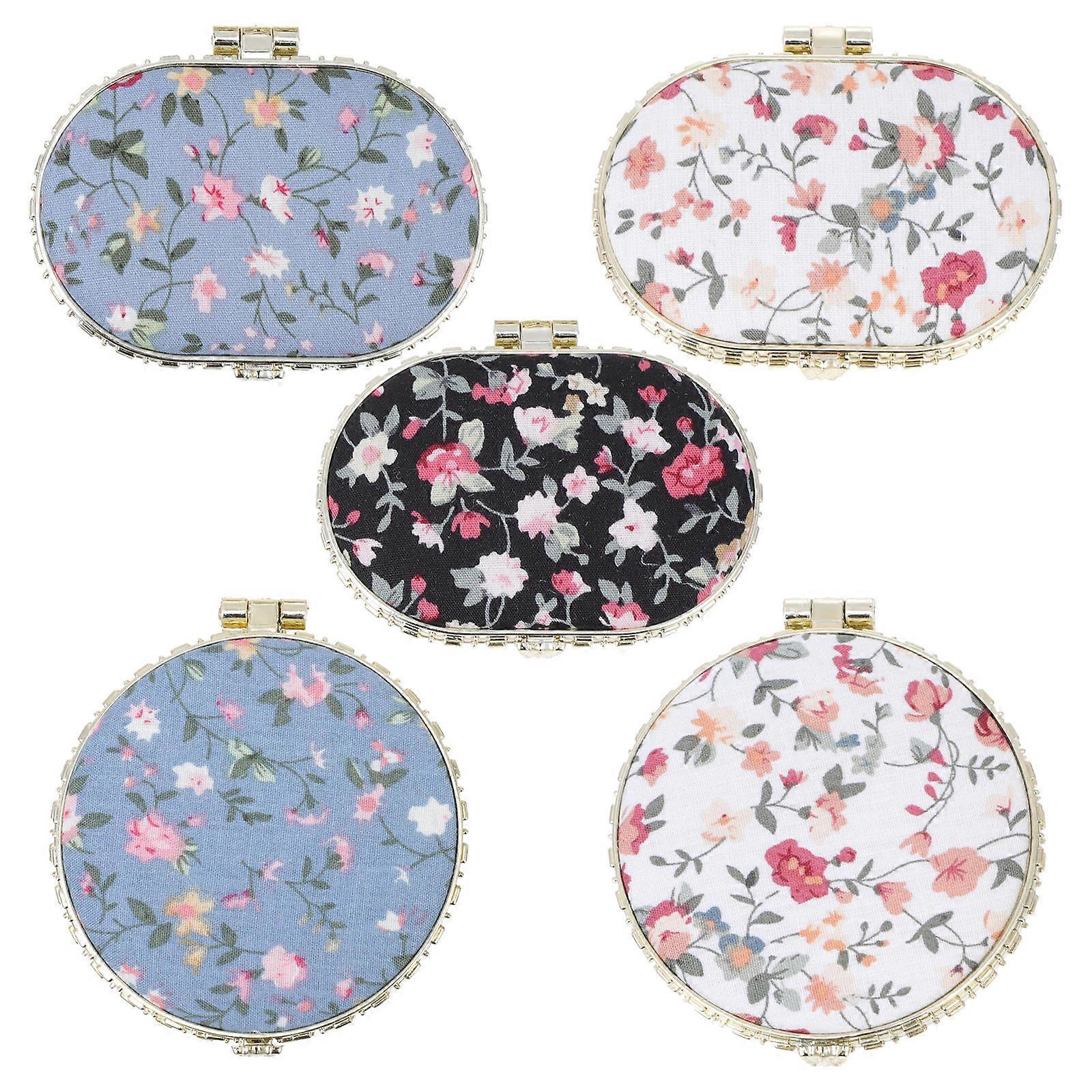Portable Compact Mirror Flower Pattern for Makeup 5Pcs Small Pocket Mirrors