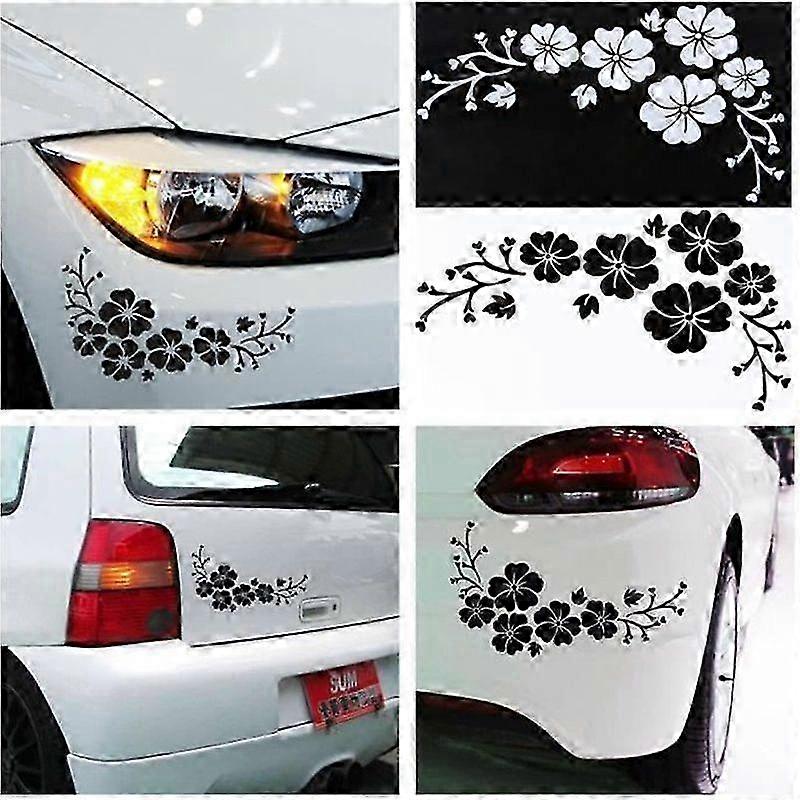 Black Car Flower Sticker Pack 4 Pcs