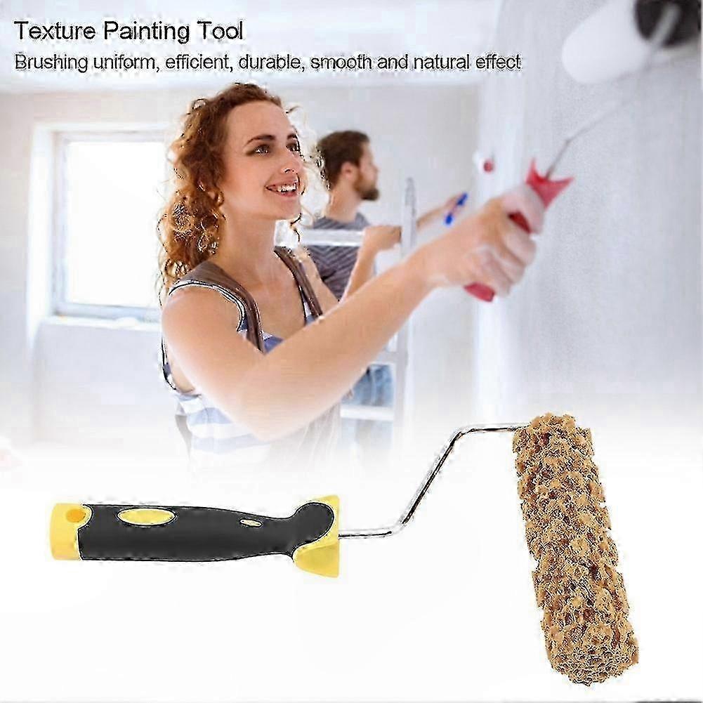 Foam Texture Pattern Paint Roller with Handle, 30.5x16x4cm