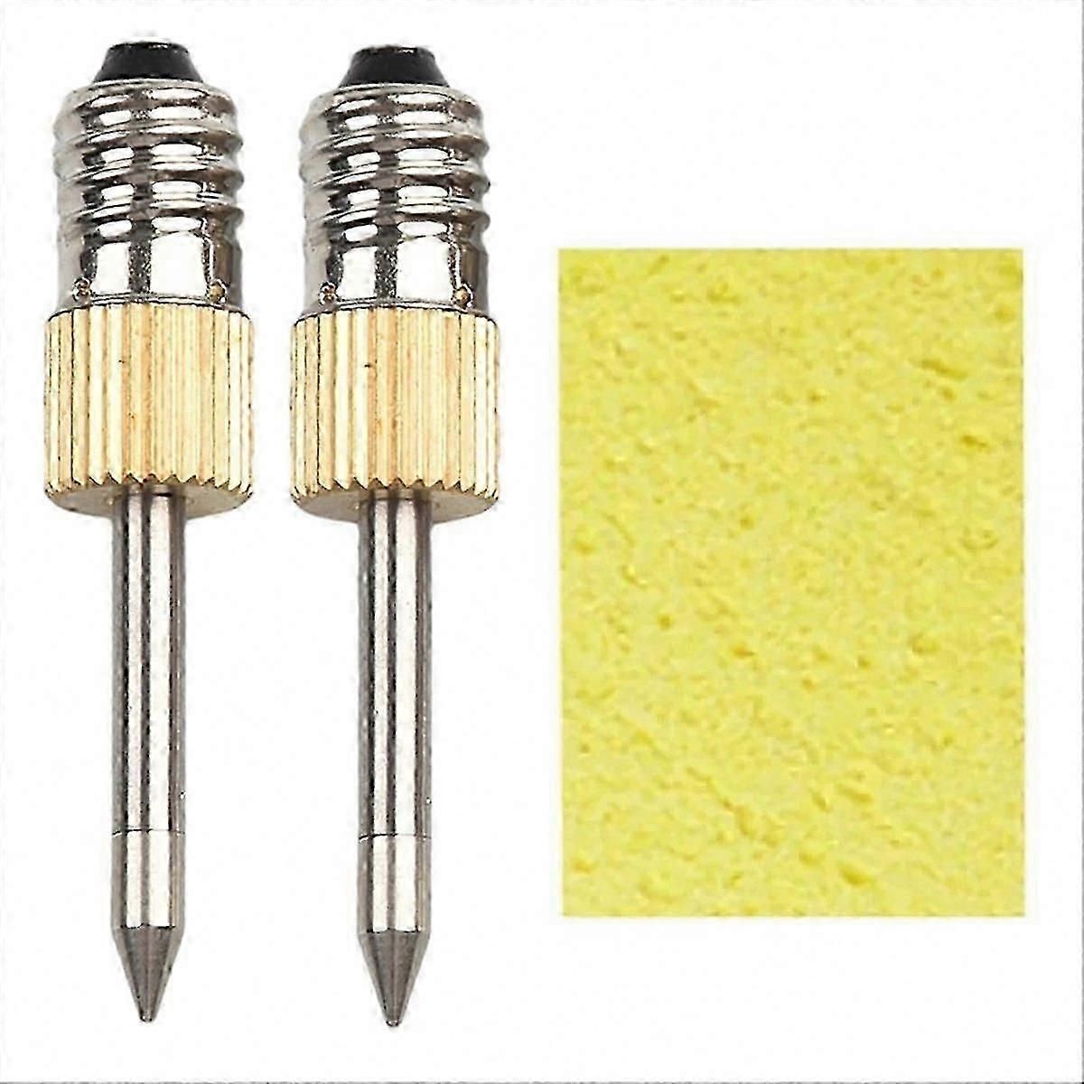 2 Pcs E10 Interface USB Soldering Iron Tips with Sponge, Welding Tools