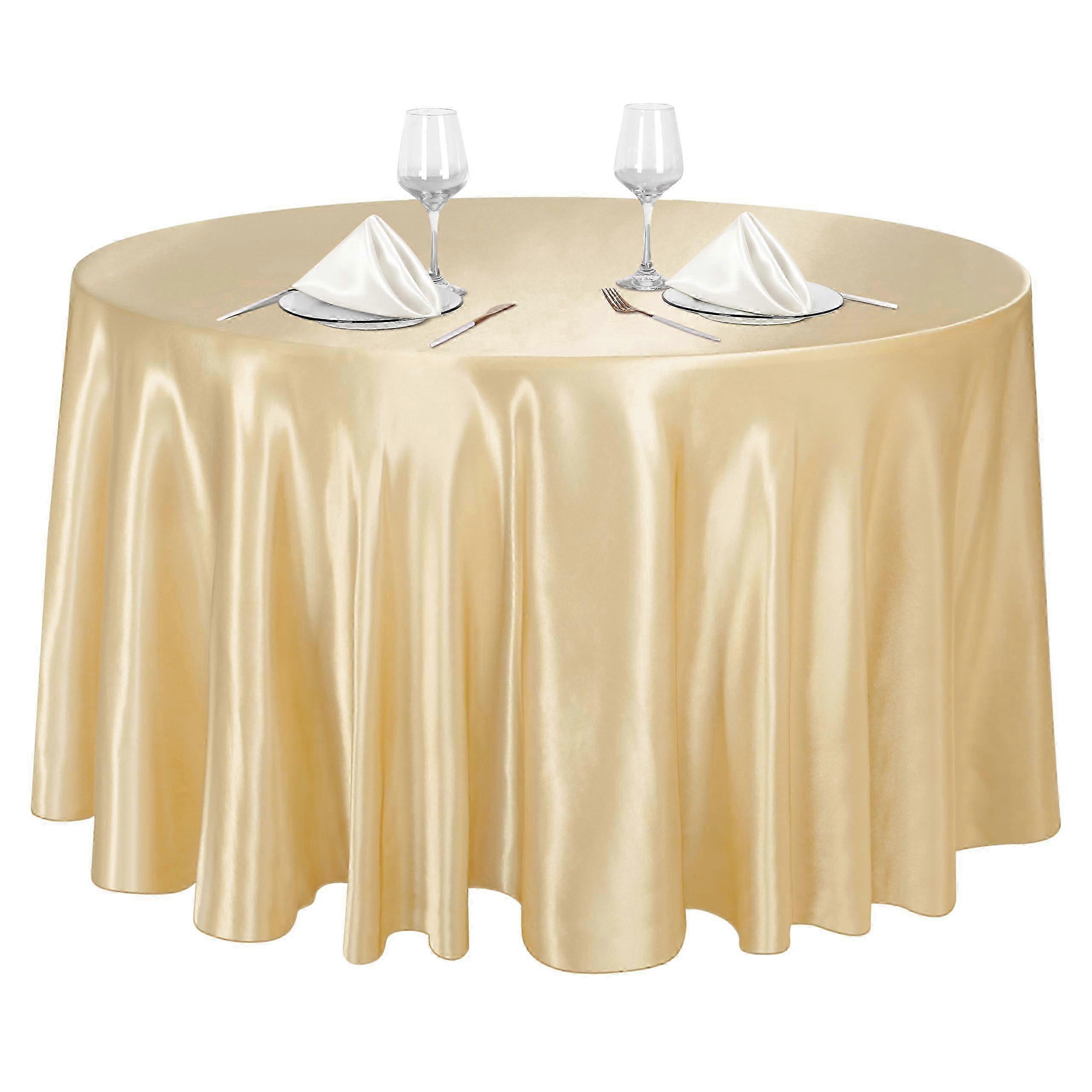 Champagne Satin Round Tablecloth 120 Inch