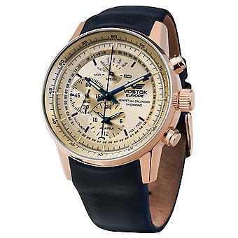 Vostok Europe limousine alltimer Japanse Quartz analoge man horloge met YM86-565B290 Cowskin armband