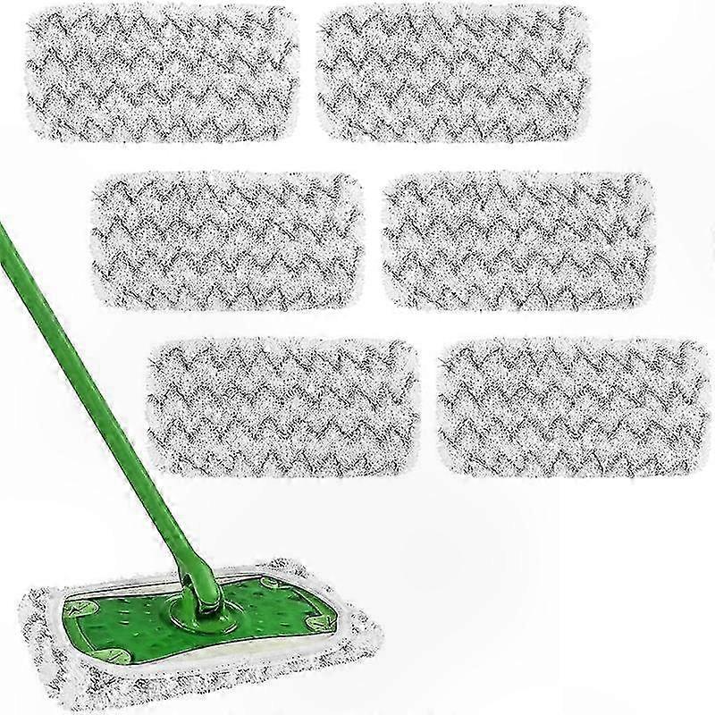 Dry & Wet Use 6-Pack Replacement Flat Mop Head Set Compatible with Swiffer Sweeper