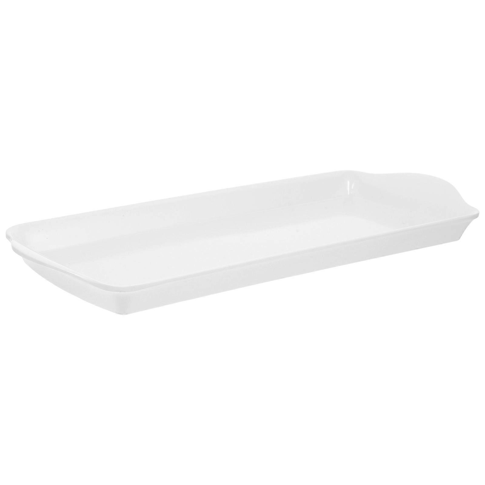 White Rectangular Serving Tray with Dual Handle for Snacks