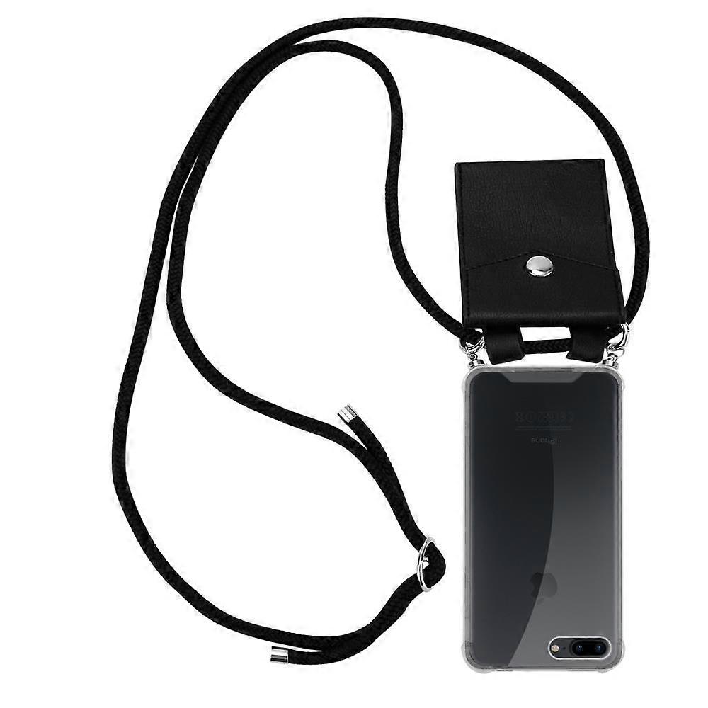 Case compatible with iPhone 7 Plus / 7s Plus / 8 Plus, silicone phone case with cord and silver elements