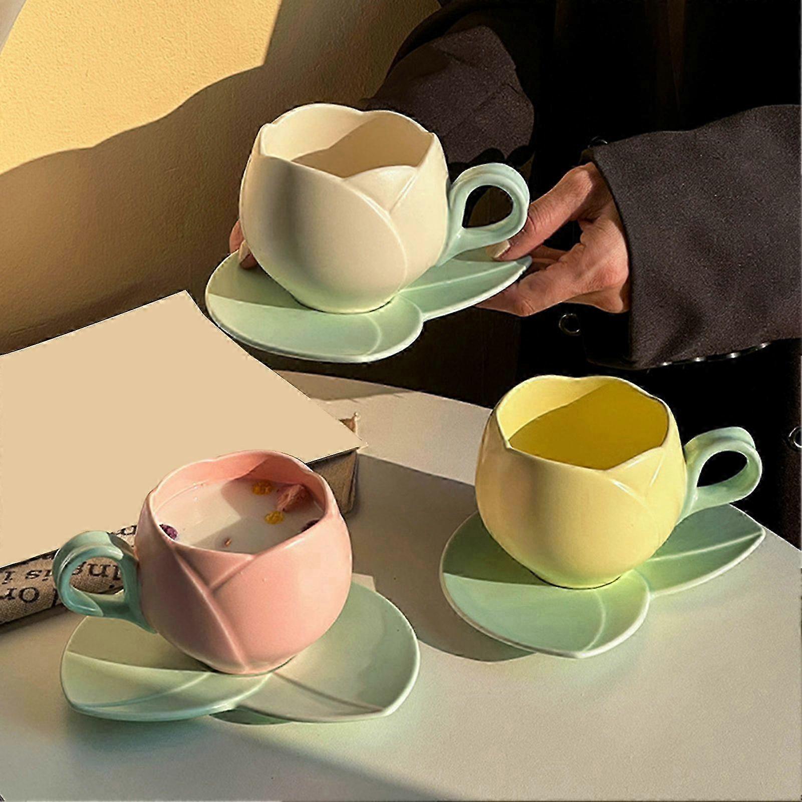 Tulip Ceramic Coffee Cup with Coaster