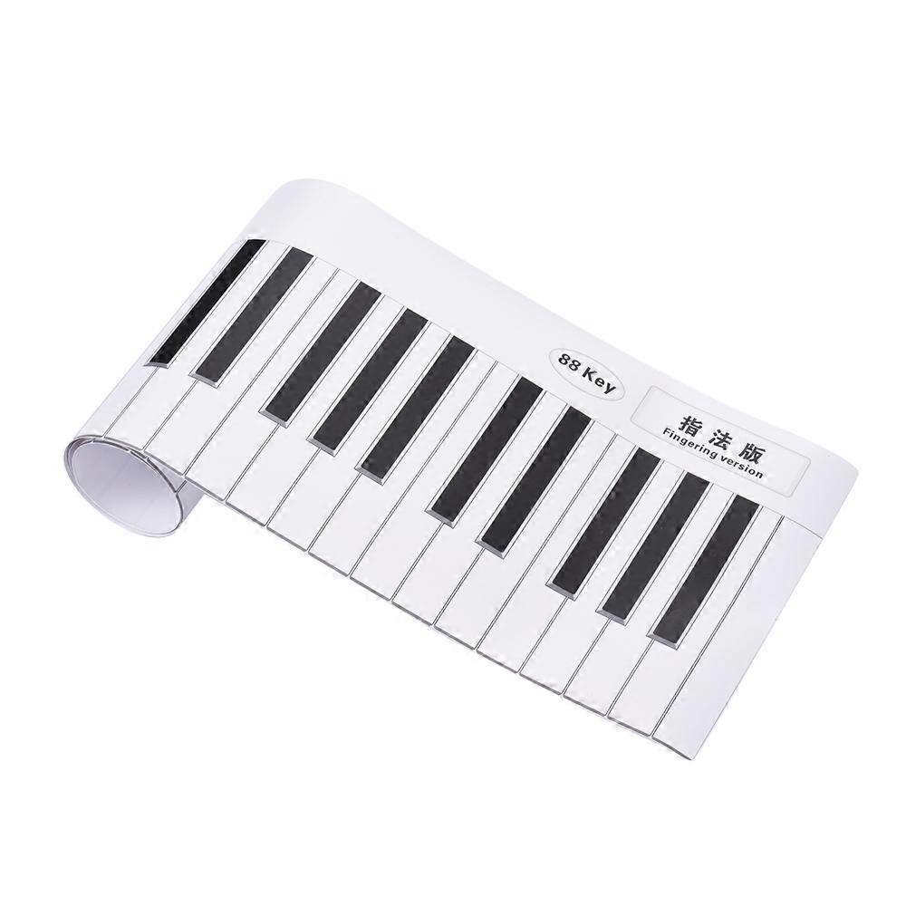 Fingering Version Piano Keyboard Practice Chart Sheet 88 keys Notes + Stave