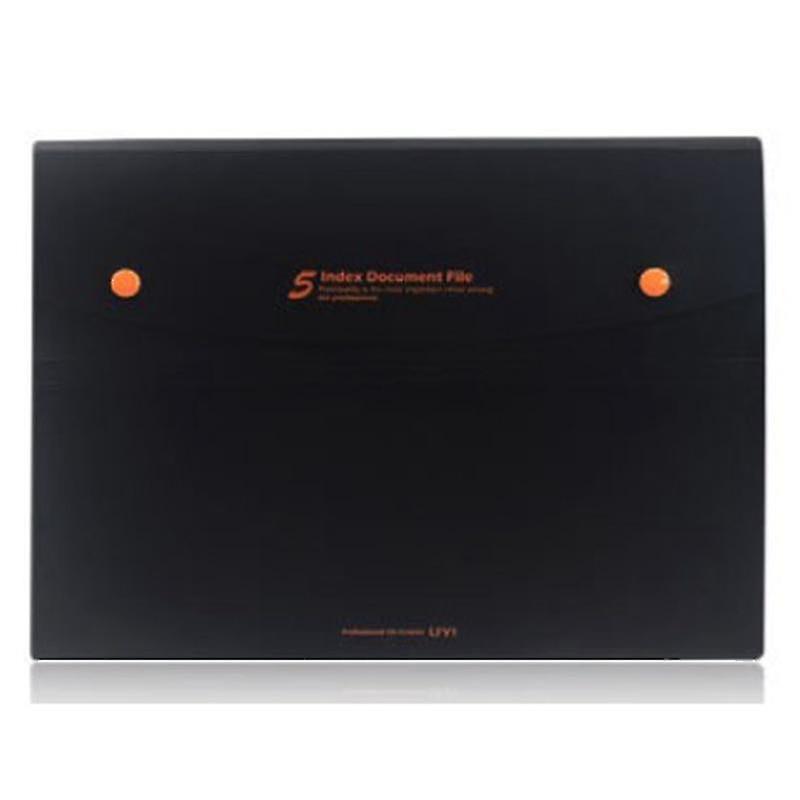 5-pockets Black Accordion, A4 Expanding File Folder, Document Bag