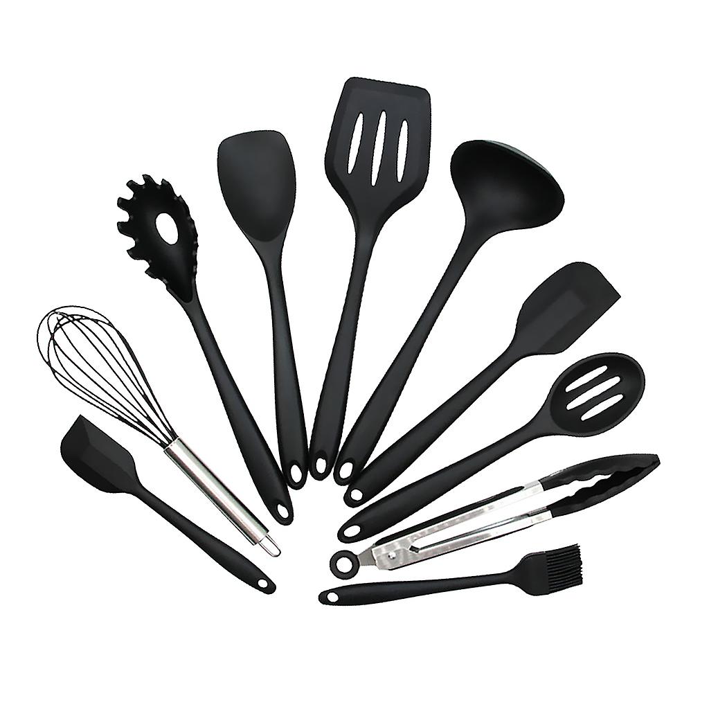 10 piece Kitchen Utensil Set Silicone Spoon Baking Cooking Baking Tool Black