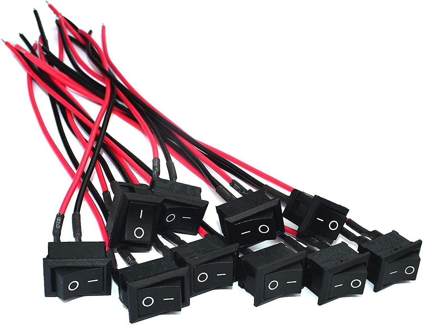 Ac 6a/250v 10a/125v 2 Solder Spst On/off Mini Boat Wired Rocker Switch 2pin Toggle Spst Switch Snap With Lines