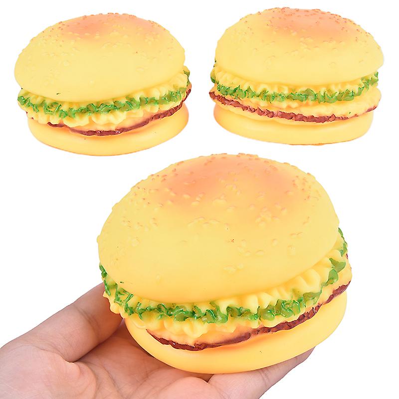 1pc Pet Dog Play Squeeze Squeaky Quack Sound Chew Toy Burger Style Pet Molar Toy