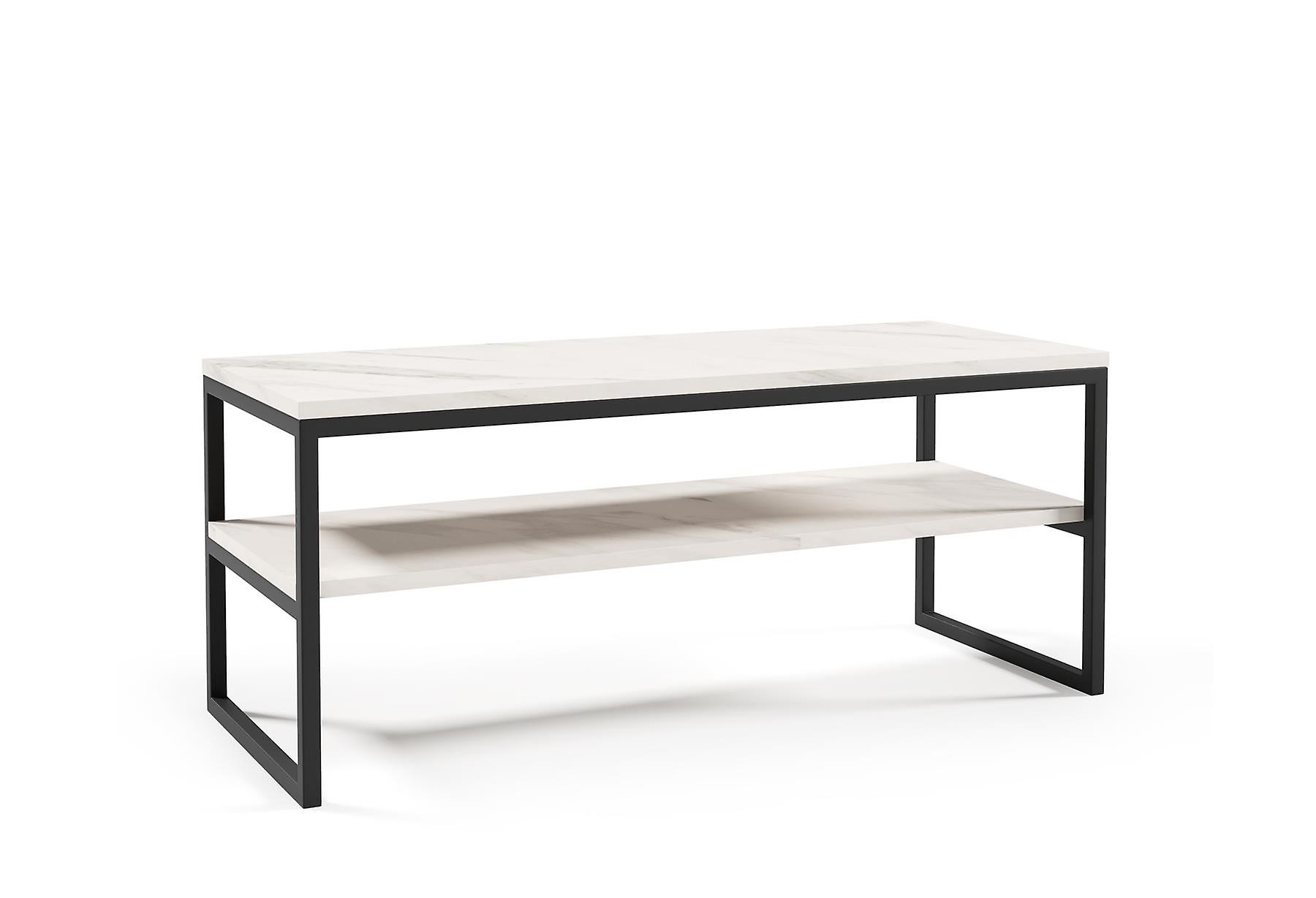 White 2 Tier Tony Shelf Polish Coffee Table