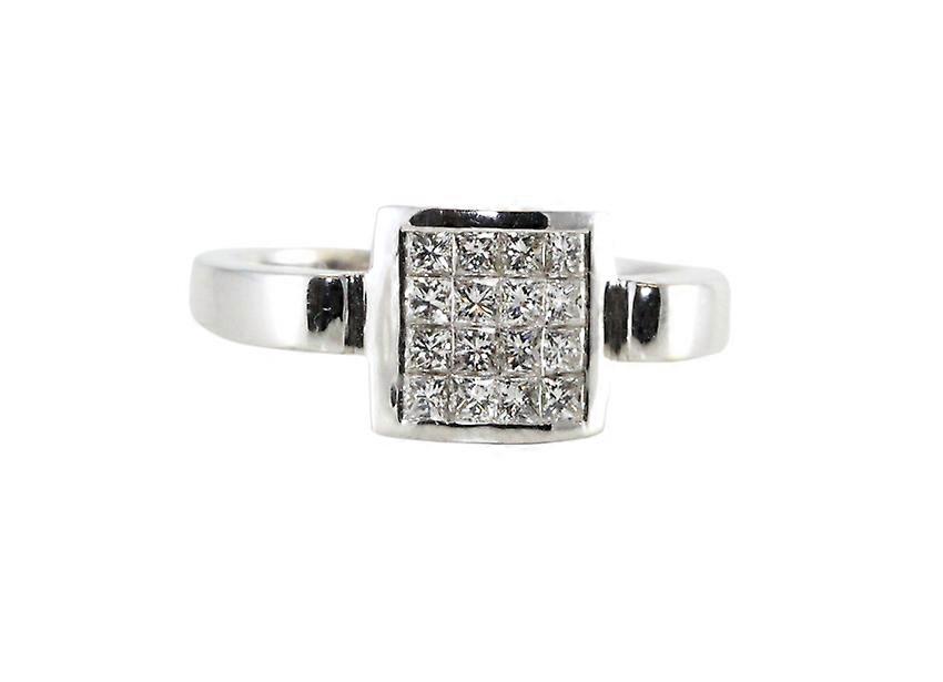18k White Gold Princess Invisible Set Diamond Modern classic ring (0.62 Ct G VS Clarity)