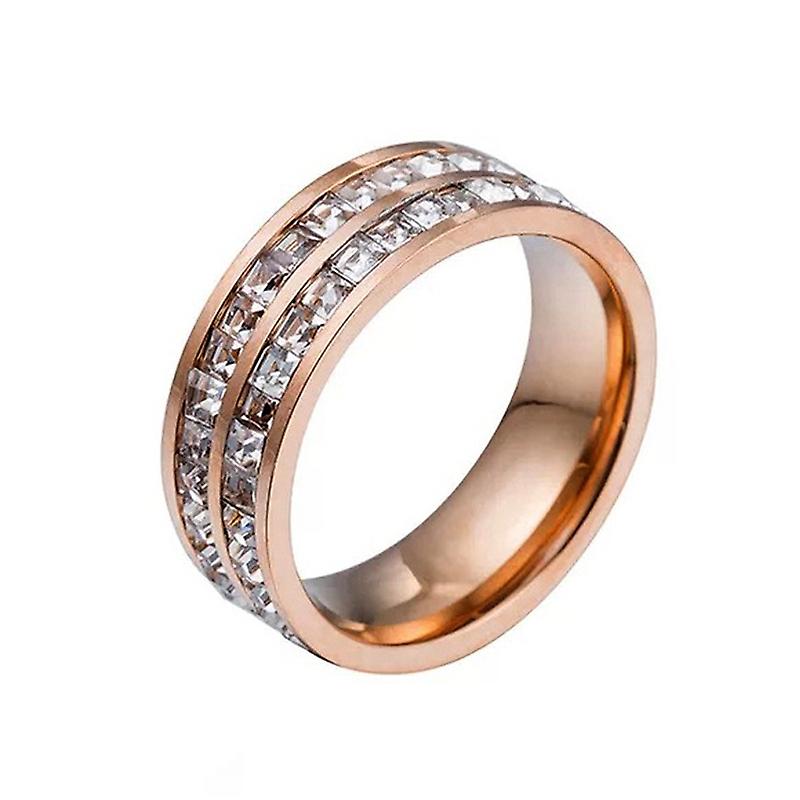 2 PCS Titanium Diamond Ring, Size: US Size 7