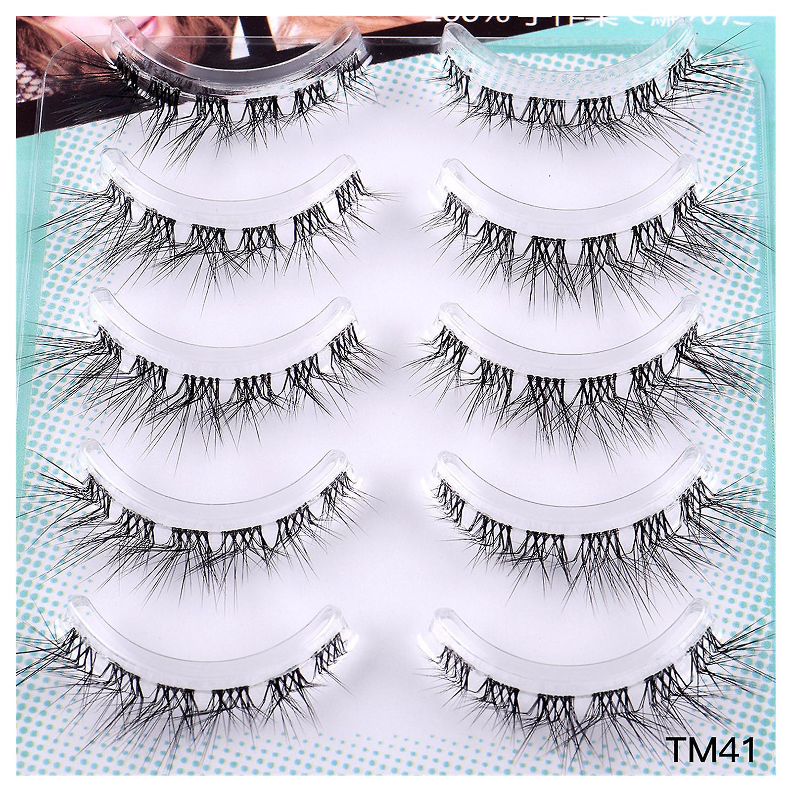 5 Pairs Daily Student Simulation False Eyelashes 3d Lash Thick Volume Long Wispy Lashes