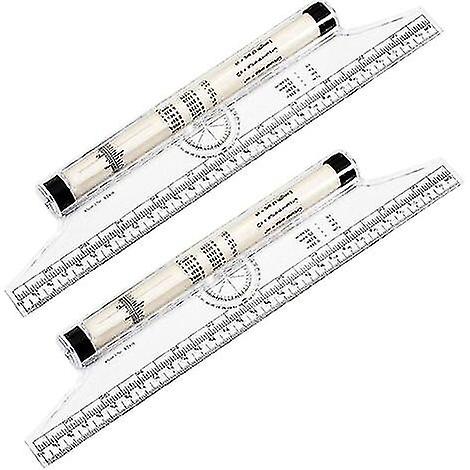 2 Pieces Rolling Parallel Ruler, Rolling Drafting Ruler, Multipurpose Rolling Ruler, Desktop Measuring For Geometry Vertical Parallel Line