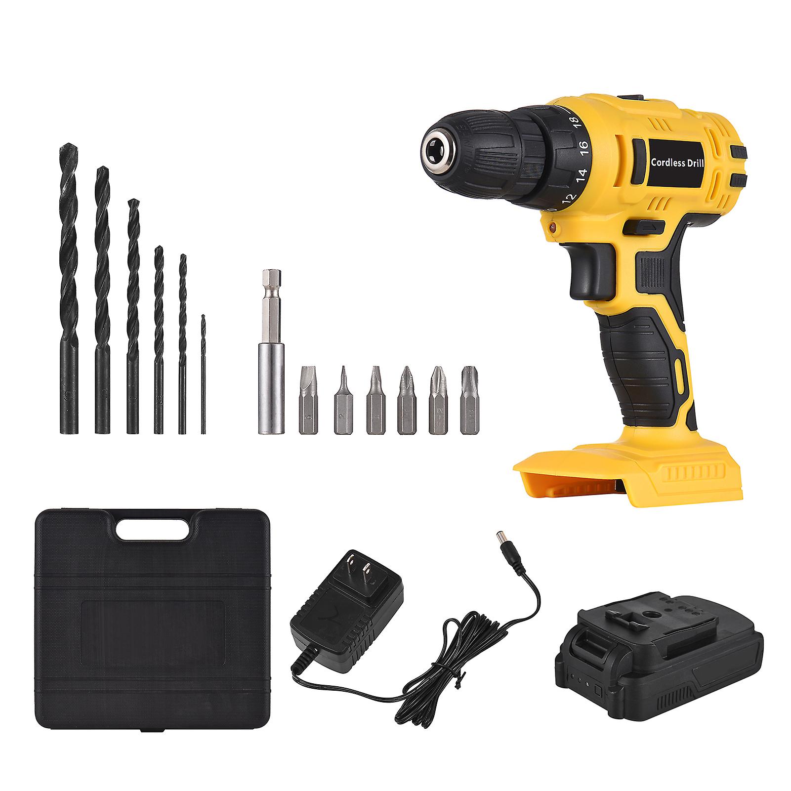 20v Portable Cordless Electric Drill Chuck Handheld Power Drill Screwdriver
