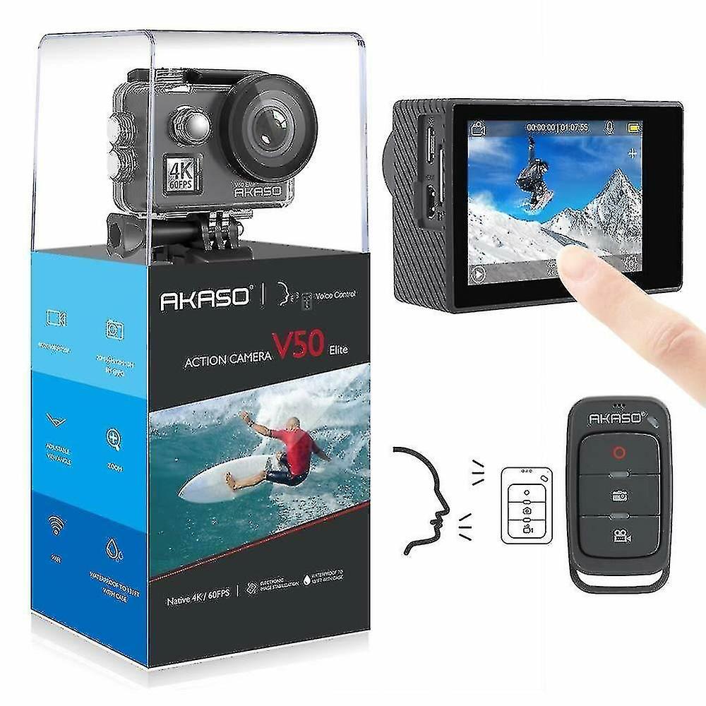 Waterproof, Touch Screen Wifi Action Camera With Voice Control And Helmet