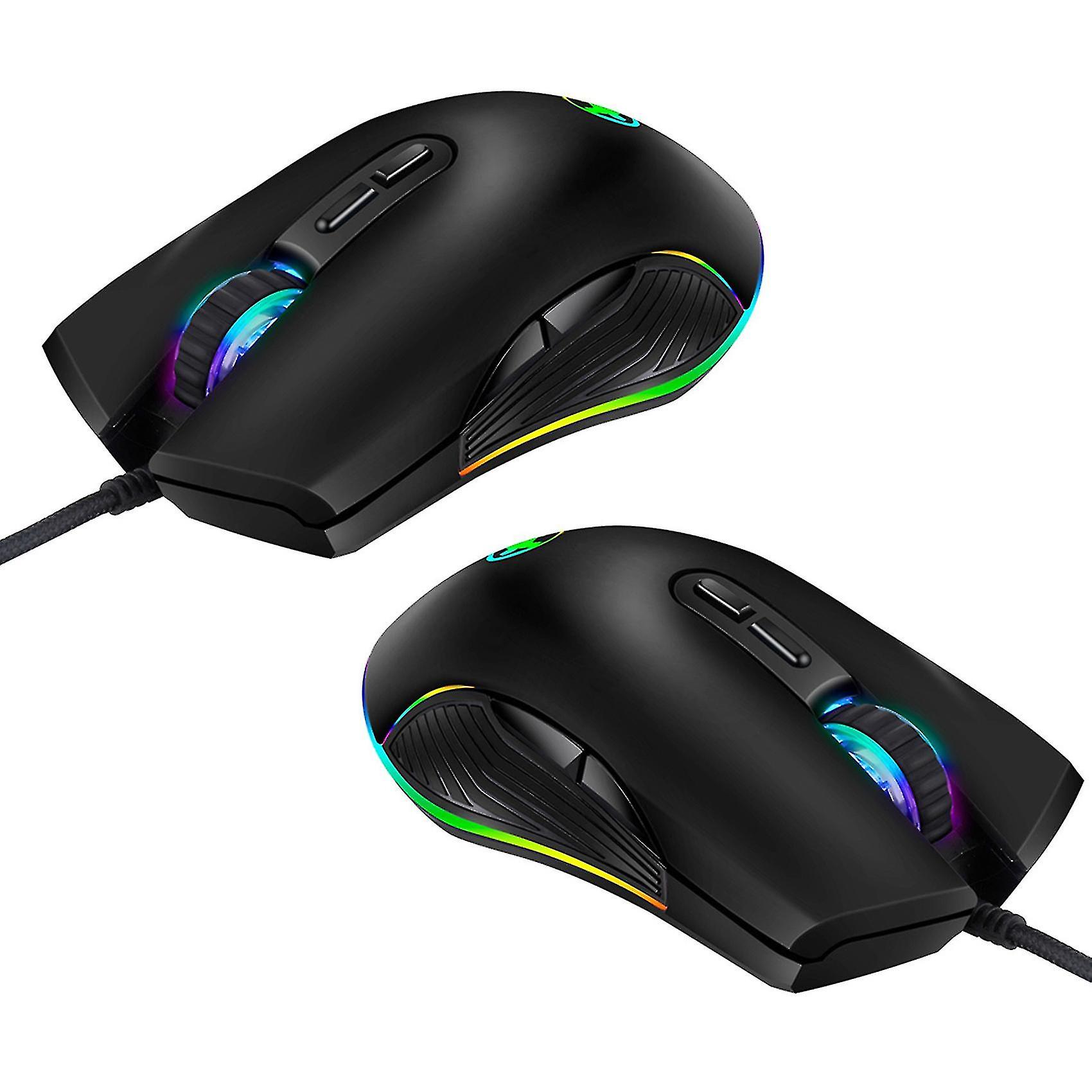 2x Usb C Mouse Type C Ergonomic Wired Mouse Rgb Optical Mouse