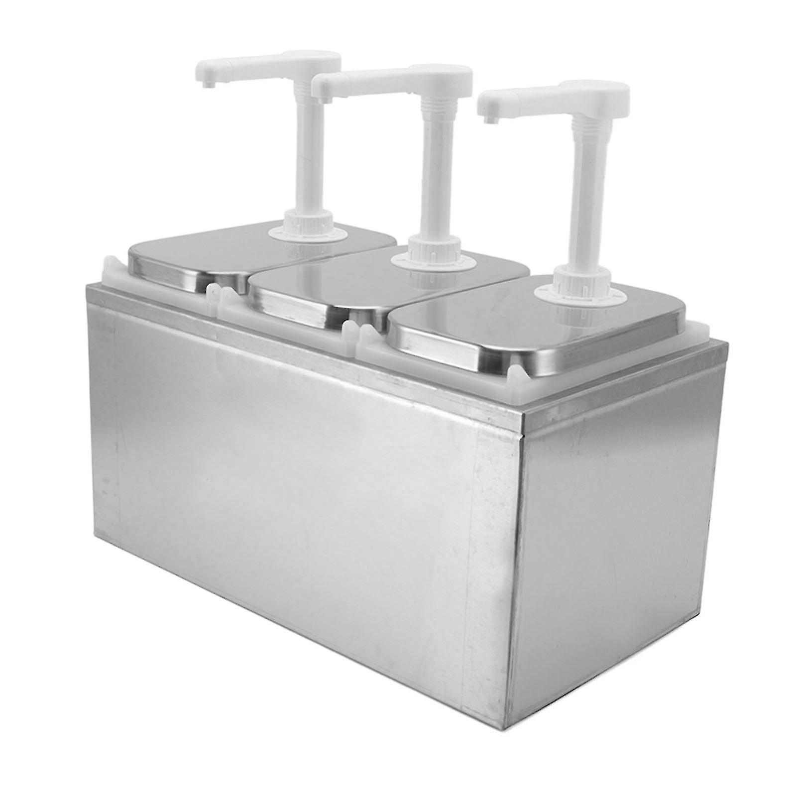 Distributore di salsa Stazione di pompaggio per condimenti in plastica e acciaio inossidabile Distributore di salsa per la cucina Pompa tripla da 2 litri per la casa