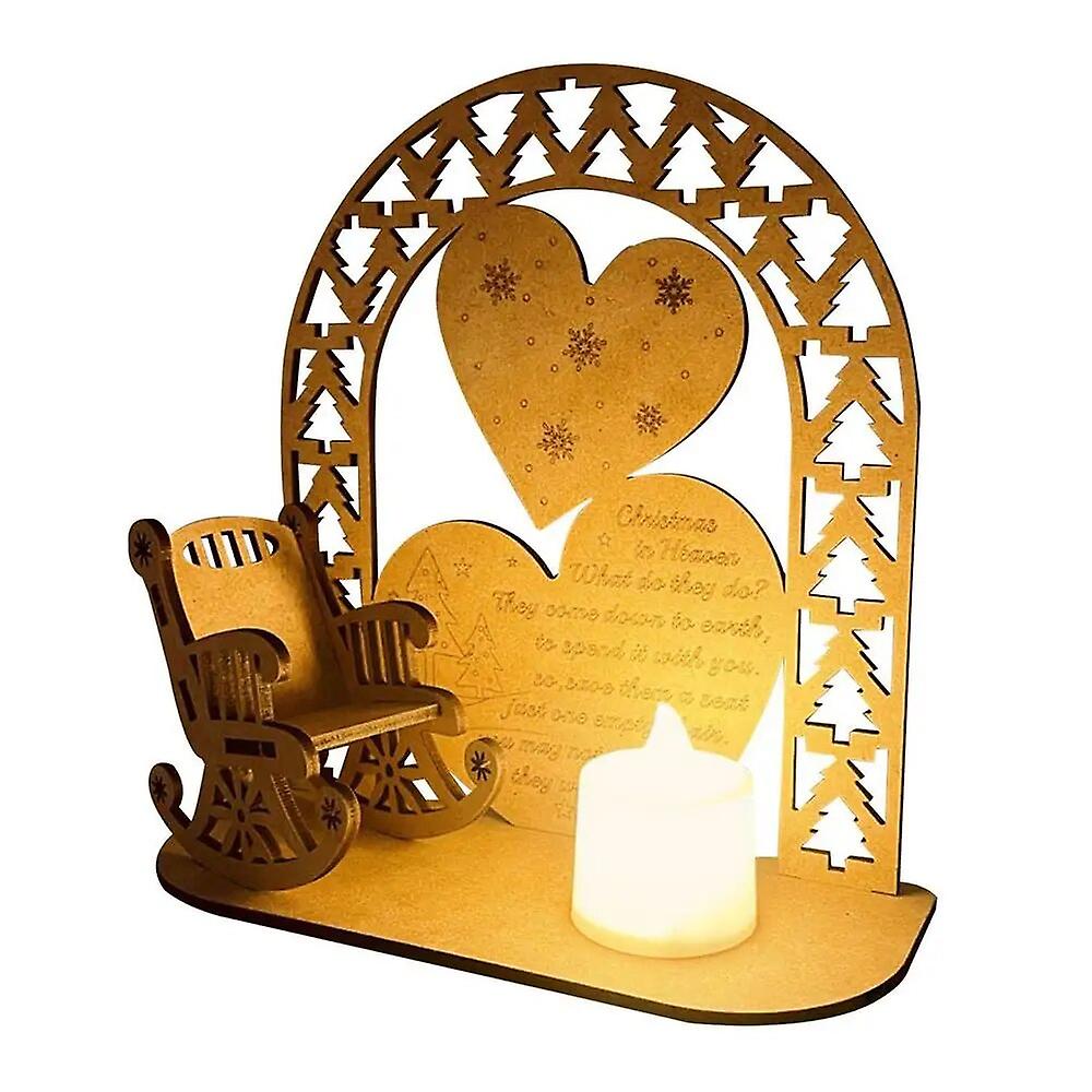 Enfeite de Comemoração de Cadeira de Vela Christmas In Heaven com Vela e Cadeira de Balanço Tealight com Suporte para Castiçal para Varanda