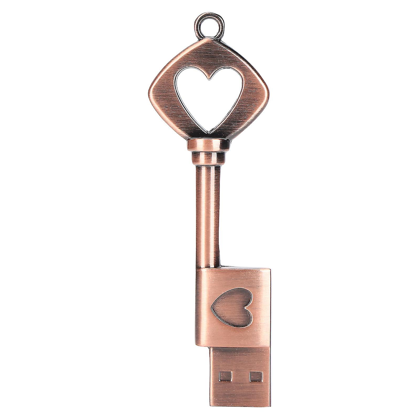 Portable Metal Heart-Shaped USB Flash Drive 32GB for Data Storage with Keychain Loop