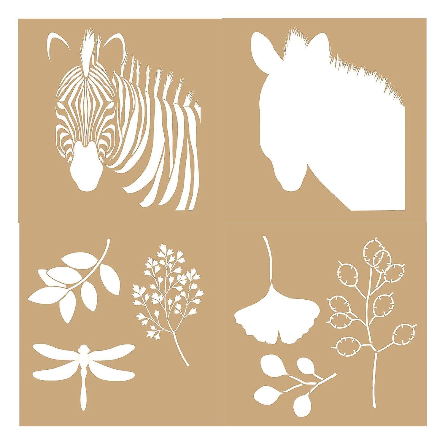 4 Kraft stencils 20 x 20 cm - savanna