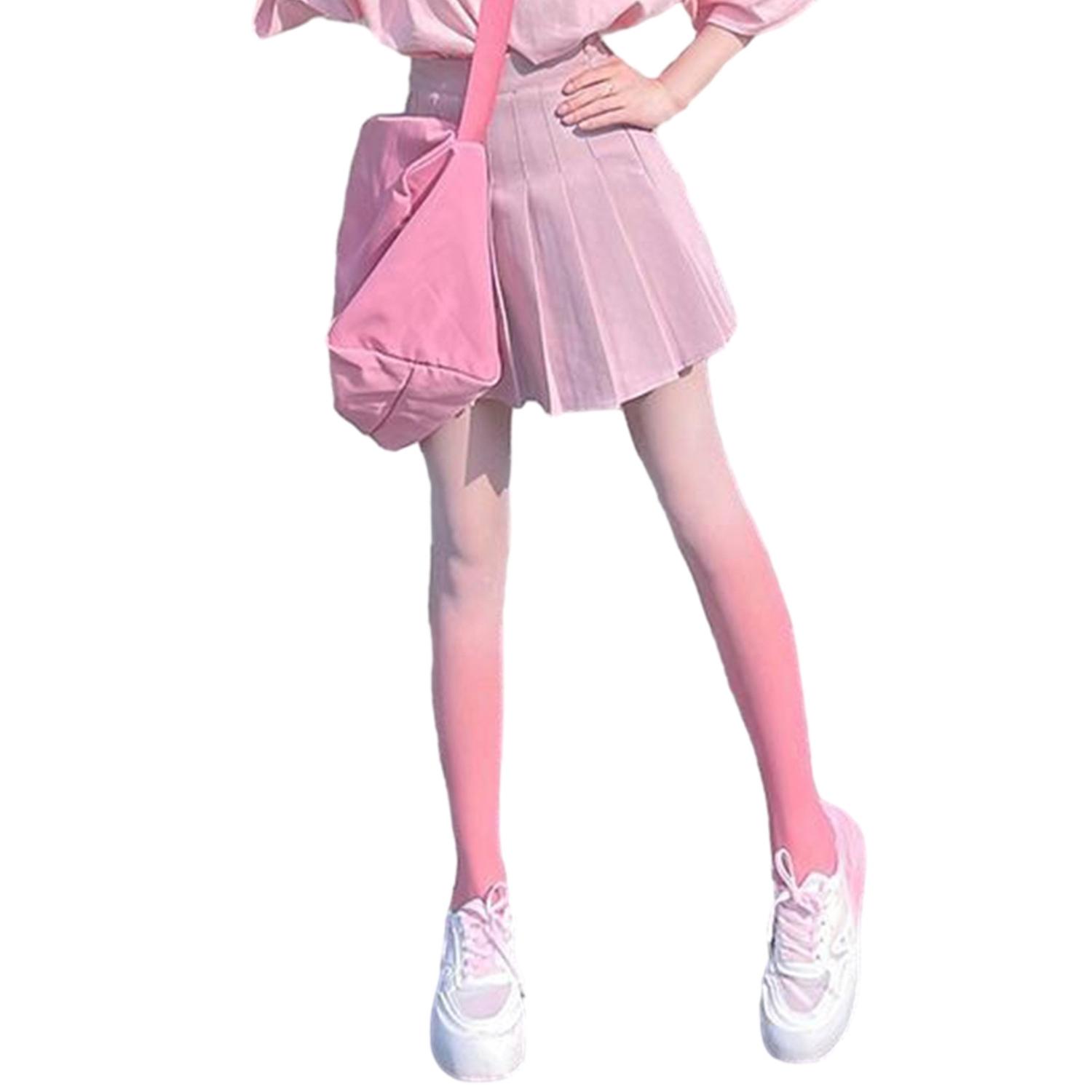 Women Pantyhose Gradient Contrast Color High Elasticity Skinny Thin Soft Breathable Candy Color