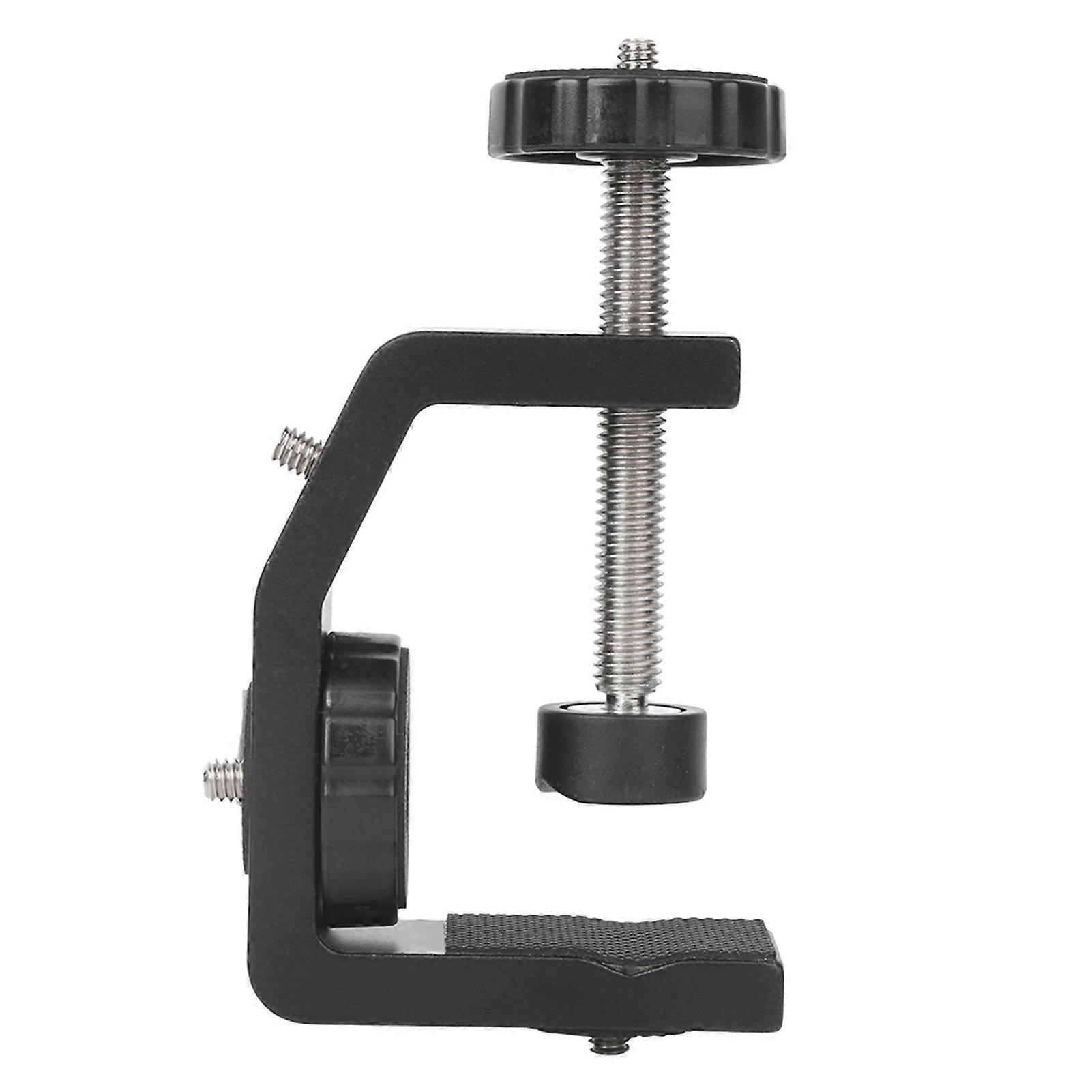 Large black aluminum alloy C-clamp mount, fixed desk mount for flashlight, camera tripod, photography
